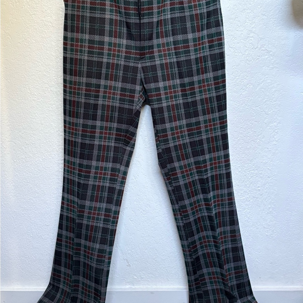 70’s Vintage Haggar Men's Plaid polyester Pants - Black and Red